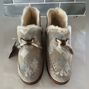 NWT Original Muk Luks Suede Wool Knit Indoor Outdoor Knit Sherpa Womens 9.5